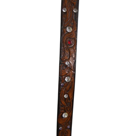 USA Handmade Western Leather Belt Rhinestone Cowgirlcore Rodeo Glam y2k - Picture 9 of 12